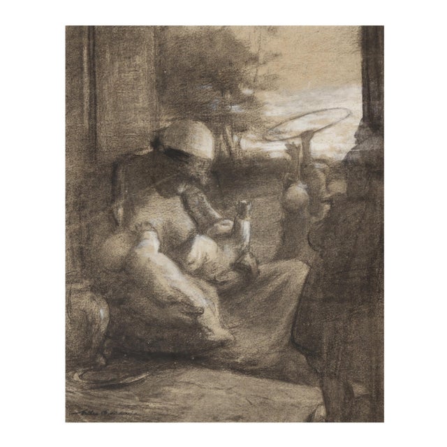 Arthur B. Davies (American, 1862-1928), charcoal and chalk on paper, signed lower left, estate stamp to verso sheet,...