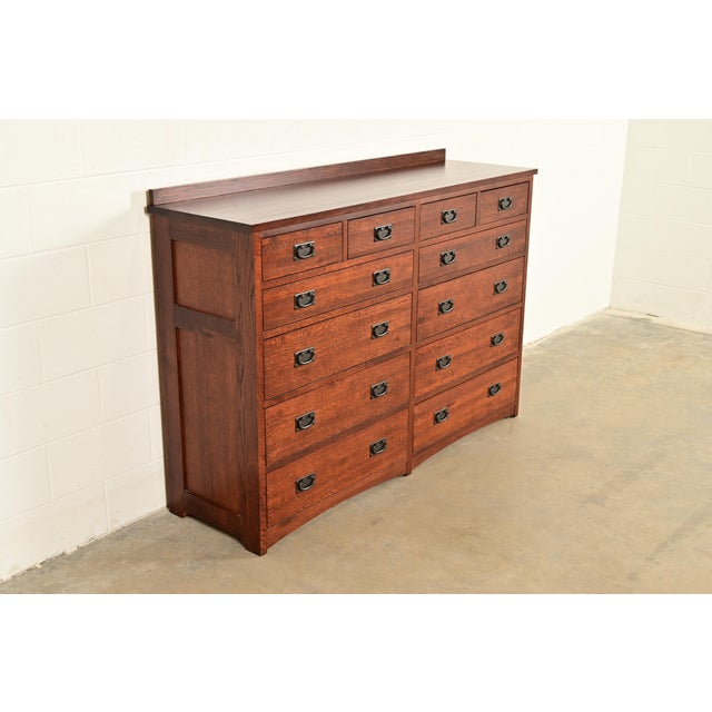 Stickley Stickley Style Mission Oak Arts & Crafts Twelve-Drawer Dresser or Chest of Drawers For Sale - Image 4 of 15