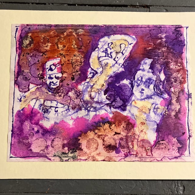 1980’s Gallery Wall Collection 5 Abstract Watercolor Paintings -Set of 5 For Sale In Philadelphia - Image 6 of 8