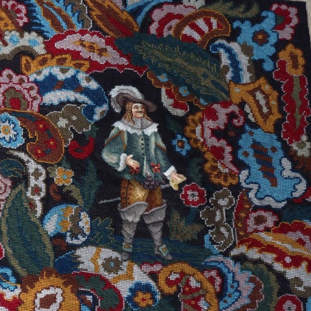 Antique Louis XIII Pictorial Needlepoint Tapestry 19thC Measures - 33" x 33 3/4" x 1/4"