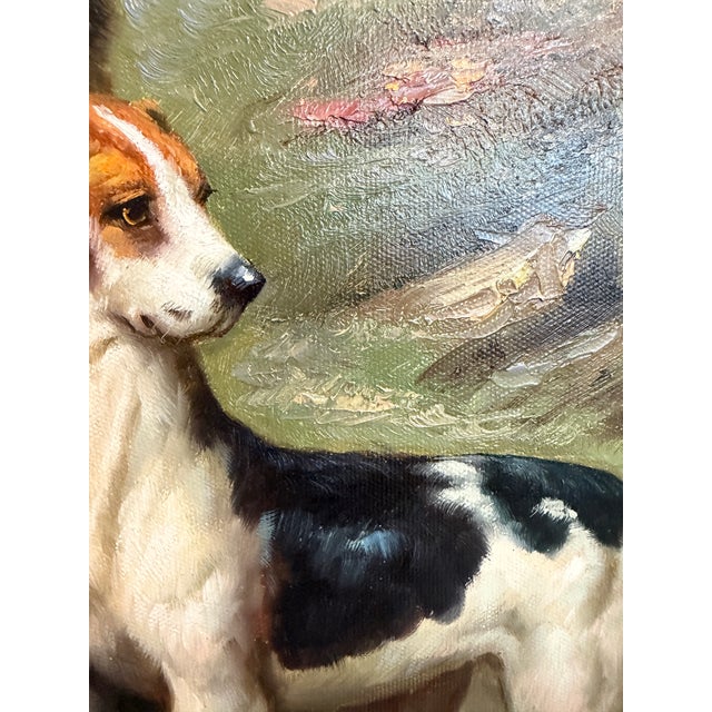 White Jordan Original Oil Painting, English Fox Hunt Scene With Rider, Horses & Hounds For Sale - Image 8 of 9