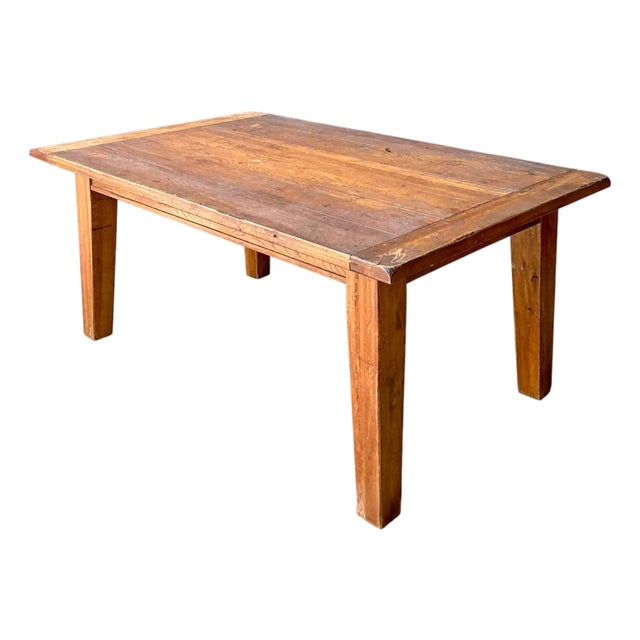Vintage Solid Wood Farmhouse Table For Sale