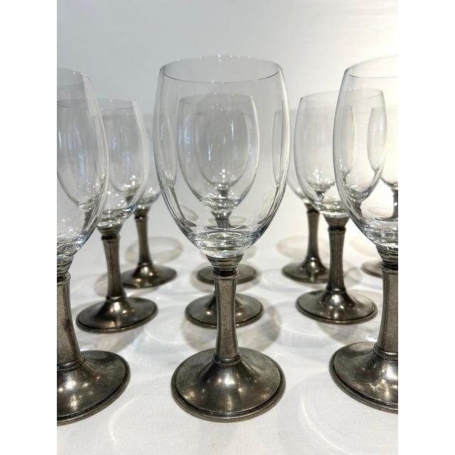 Set of 12 Williams-Sonoma 3” Diameter Pewter Stem Hand-Blown Crystal Wine Glasses Williams-Sonoma pewter stem crystal...