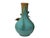 Ceramic Turquoise Teal Bulbous Round Body Orange Dimensional Lily Flower Art Vase For Sale - Image 7 of 15