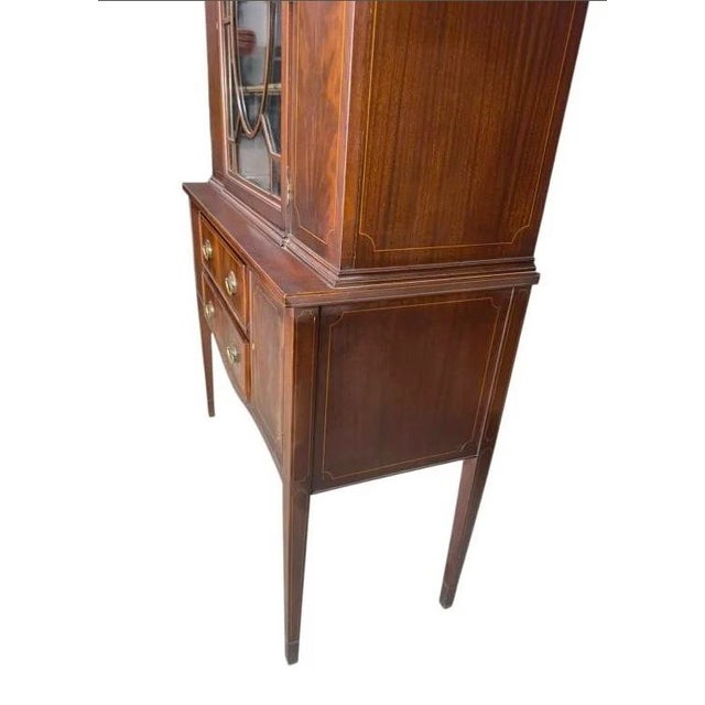 19th Century Mahogany Inlaid Hepplewhite China Cabinet For Sale - Image 4 of 4