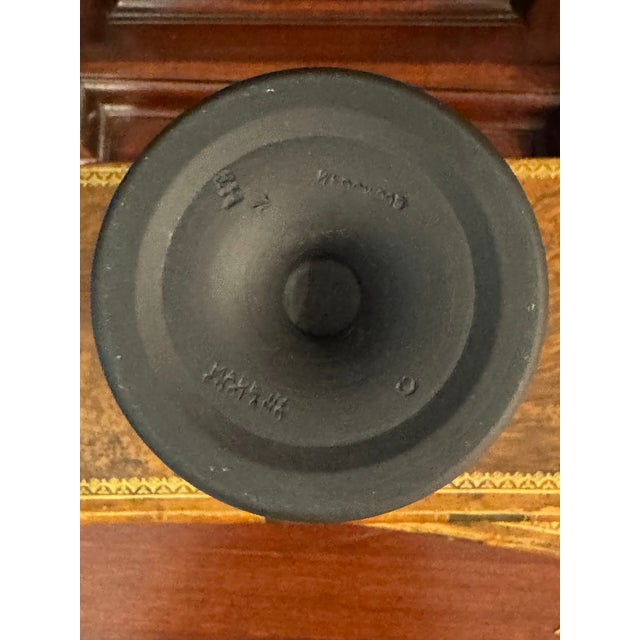 Black 1970s Wedgwood Jasperware Black Footed Pedestal Vase With Classical Scene With Cherubs For Sale - Image 8 of 9