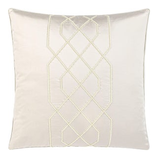 Scalamandre 22" x 22" Adelaide Beaded Pillow in Alabaster For Sale