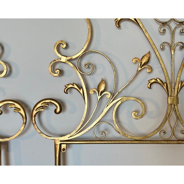 Gold Gilded Iron Headboards, 1960s, Set of 2 For Sale - Image 8 of 10