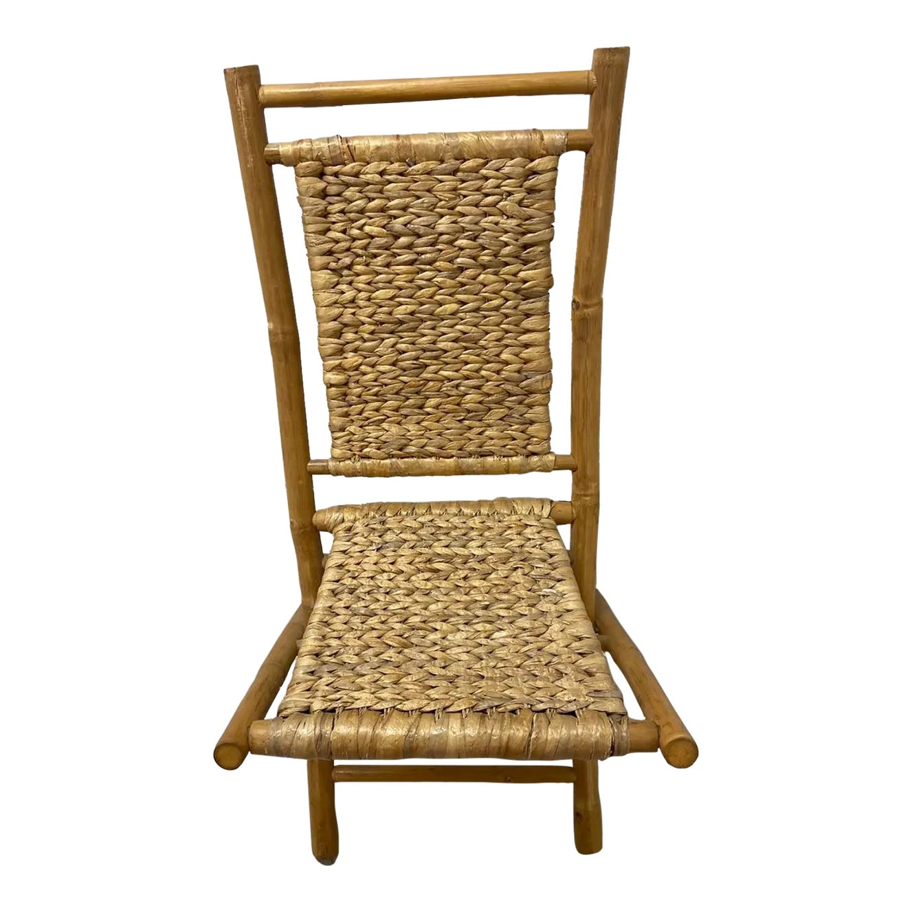 Vintage Handmade, Hand Carved Natural Bamboo Folding Chair With ...