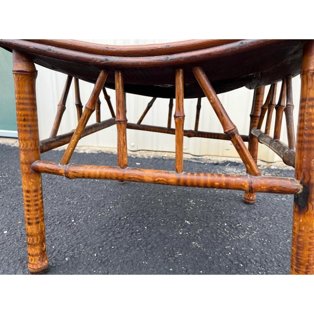 Brown Antique Egyptian Revival Tortoise Bamboo Thebes Stool For Sale - Image 8 of 12