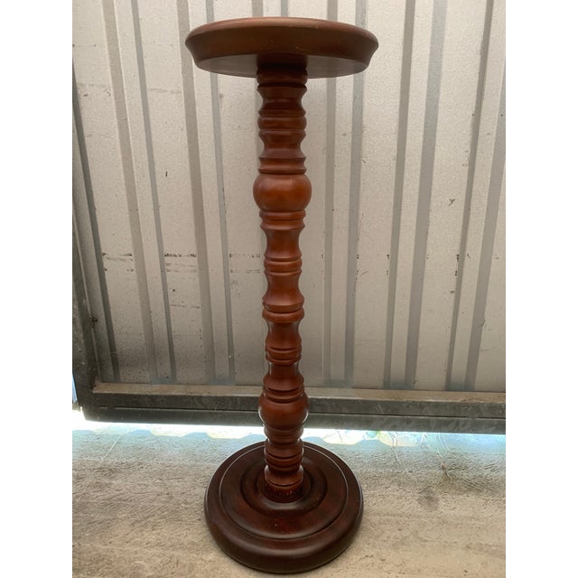 Wood Pedestal Beech Table, 1970s For Sale - Image 7 of 13