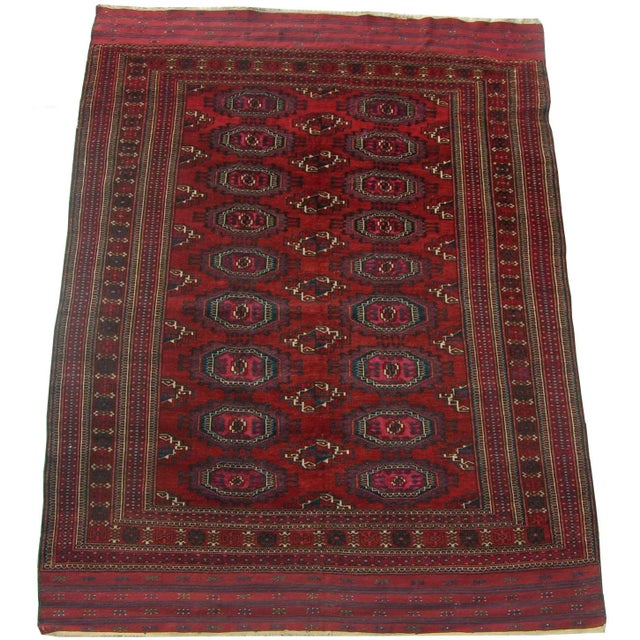 1900 - 1909 Antique Turkmen Salor Part Silk Rug Geometric Design For Sale - Image 5 of 9