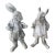 Vintage Cast Iron Gentleman Rabbit Garden Statues - Set of 2 Dapper Hare Figures (Pipe & Goblet) For Sale