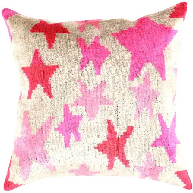 Pink Modern Handmade Throw Pillow + Down Insert 16 x 16 For Sale - Image 8 of 8