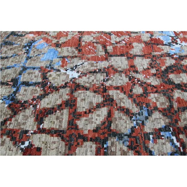 2010s Handwoven Rust/Multi Modern Wool and Silk Area Rug 8'1" X 10'2" For Sale - Image 5 of 11