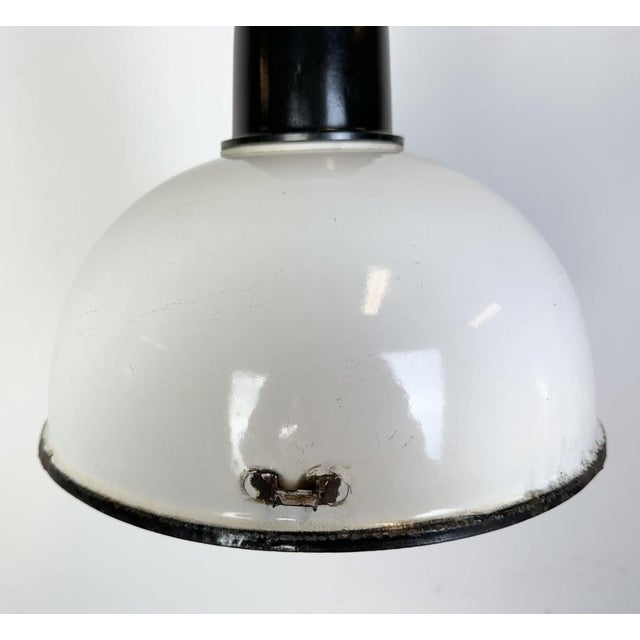 Soviet Industrial White Enamel Pendant Lamp, 1960s For Sale - Image 4 of 17