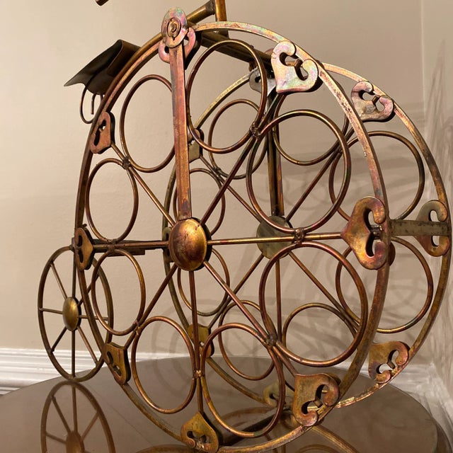 Vintage Large Brass Like Bicycle Wine Bottle Rack For Sale In Atlanta - Image 6 of 6