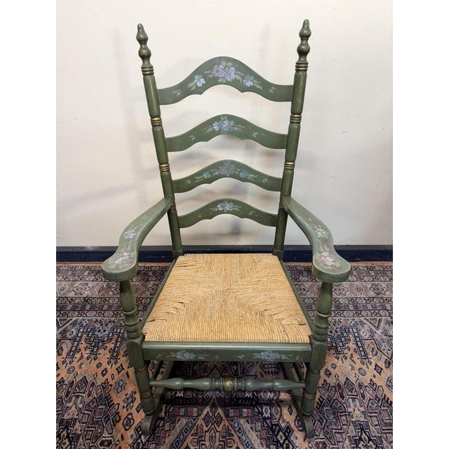 Vintage Dutch Ladderback Rocking Chair For Sale - Image 4 of 7