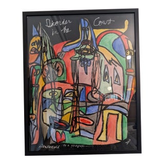 Abstract Expressionist Style Mixed Media Painting For Sale