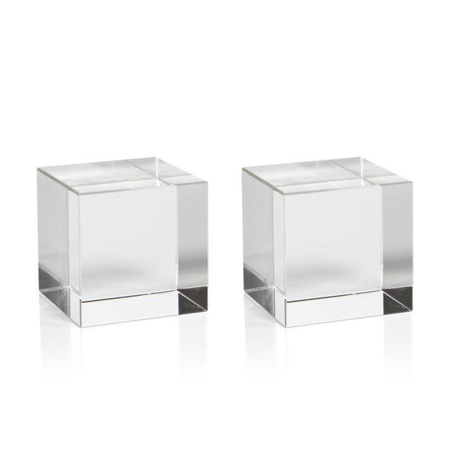 Contemporary 3.5-Inch Jacy Crystal Glass Straight Cube- Set of 2 For Sale - Image 3 of 3