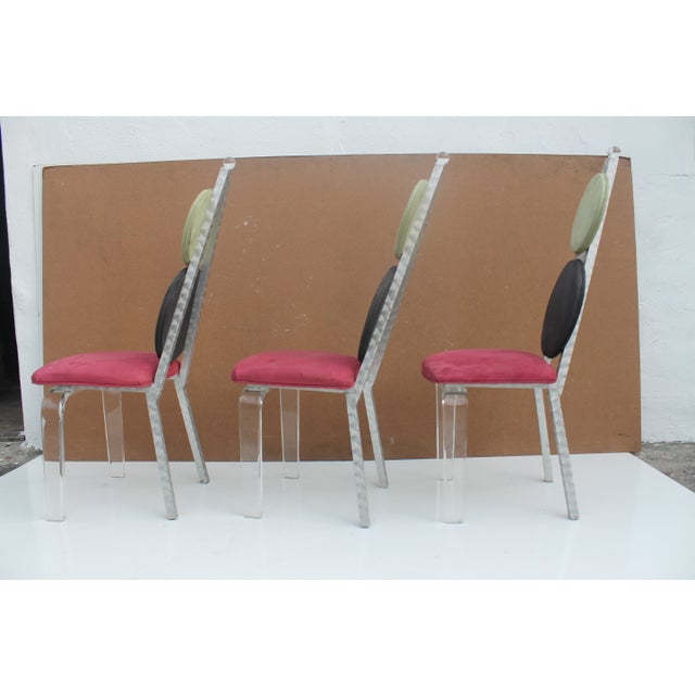 Vintage Lucite & Aluminum Dining Chairs Set of 3 Chairish