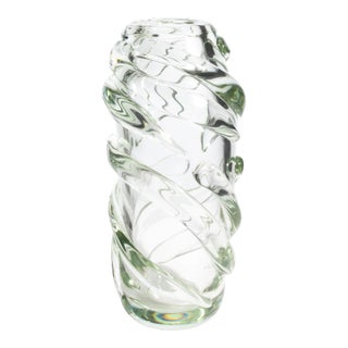 Hand Blown Murano Vase Gomitolo in Clear With a Hint of Green For Sale