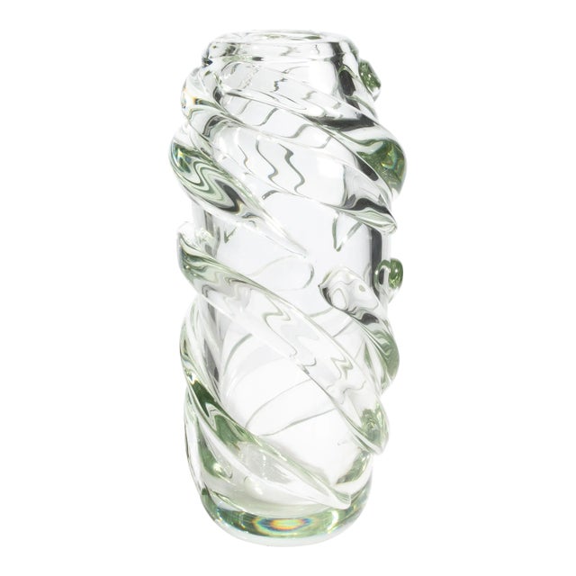 Hand Blown Murano Vase Gomitolo in Clear With a Hint of Green For Sale