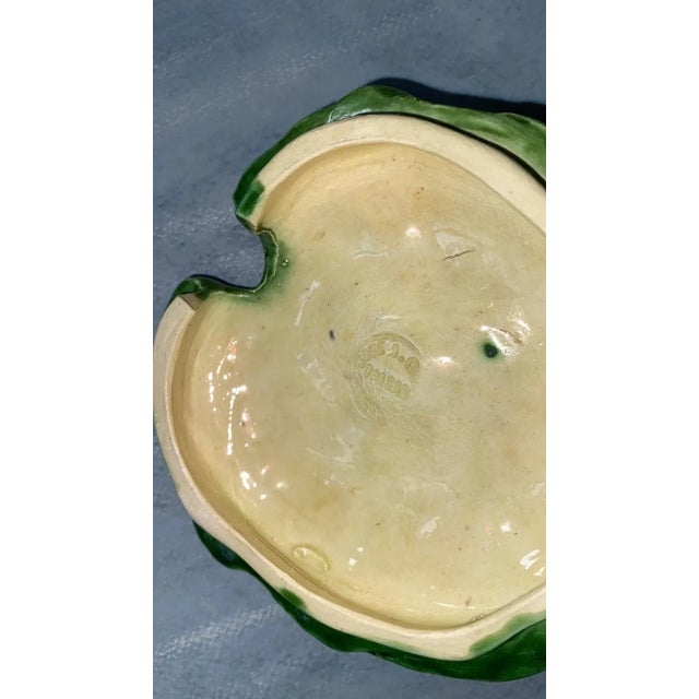 Green 19th Century Portuguese Majolica Pumpkin Mustard Pot For Sale - Image 8 of 8