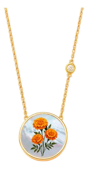 October Birth Month Flower Pendant - Merigold Flower Pendant