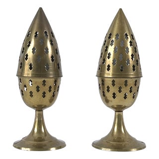 Perforated Brass Bedside Table Lamps, Sweden, 1960s, Set of 2 For Sale