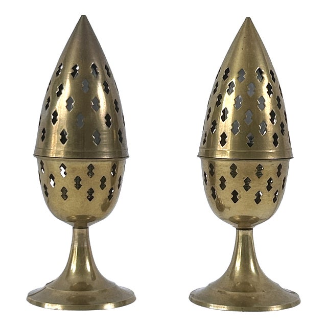 Perforated Brass Bedside Table Lamps, Sweden, 1960s, Set of 2 For Sale