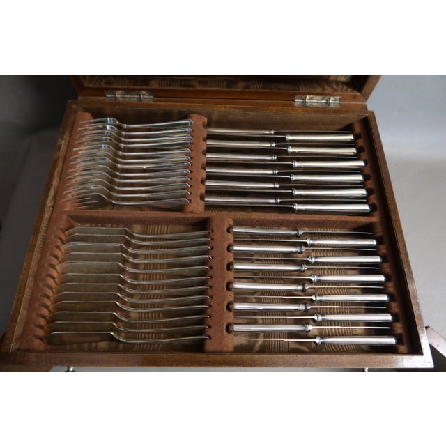 Silver-Plated Metal Cutlery Set in Box, 1930s, Set of 116 For Sale - Image 6 of 12