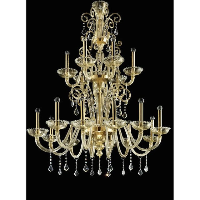 Imperial Gold Curls Murano Glass Venetian Chandelier by Simoeng For Sale - Image 6 of 9
