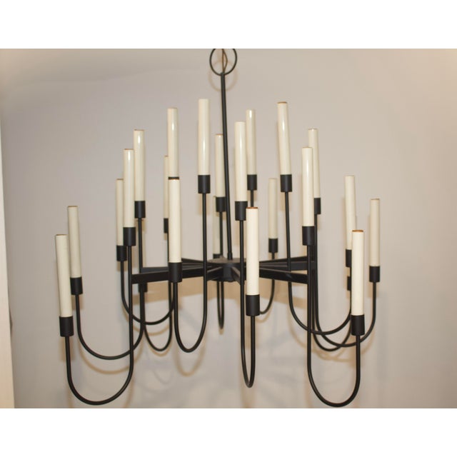 Black Vintage 24 Lightbulb Chandelier in the Manner of Tommi Parzinger For Sale - Image 8 of 10