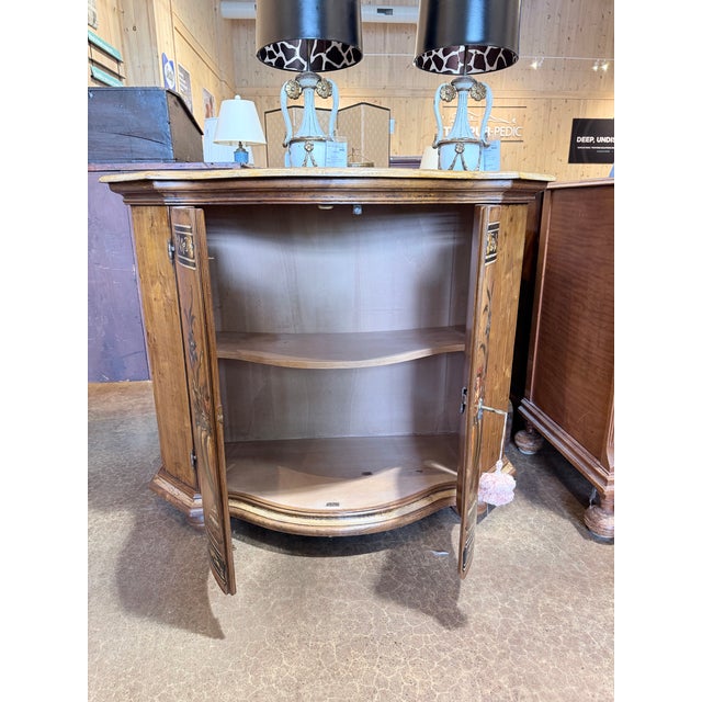 Mid 20th Century Vintage Italian Hand-Painted Floral Console Cabinet With Serpentine Front For Sale - Image 5 of 10