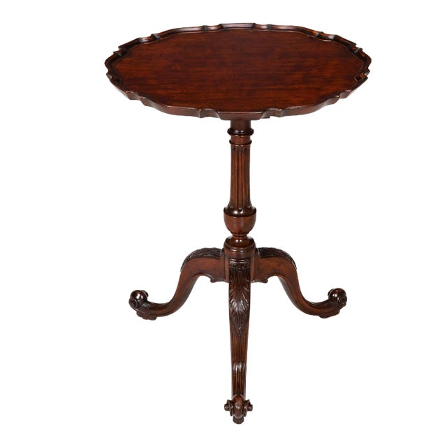 English Chippendale Antique Carved Mahogany Pie Crust Table Ca. 1760 For Sale