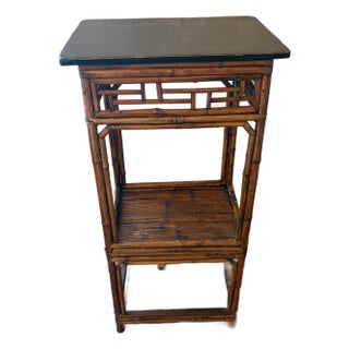 Midcentury Chinoiserie Bamboo Side Table For Sale
