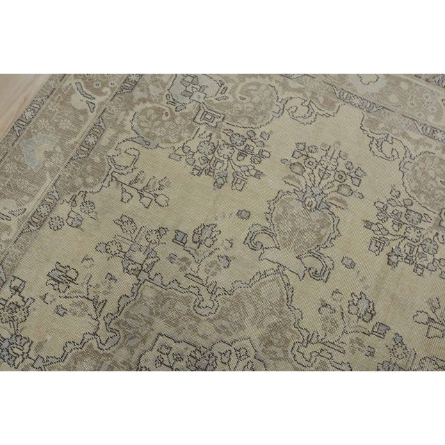 Textile Tabriz Rug 6’5” X 9’4” Beige Wool Vintage Distressed Hand-Knotted Carpet For Sale - Image 7 of 15