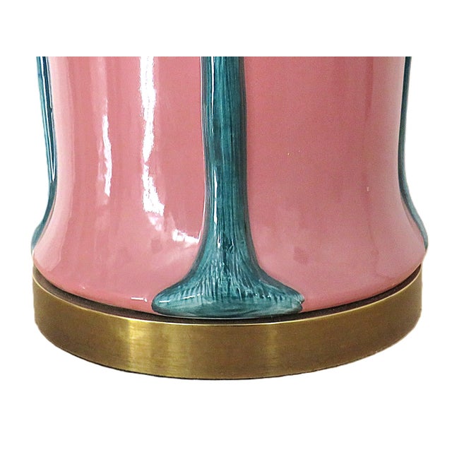 Pair of Pink Chapman Lotus Flower Table Lamps Post Art Nouveau Deco For Sale In Providence - Image 6 of 7