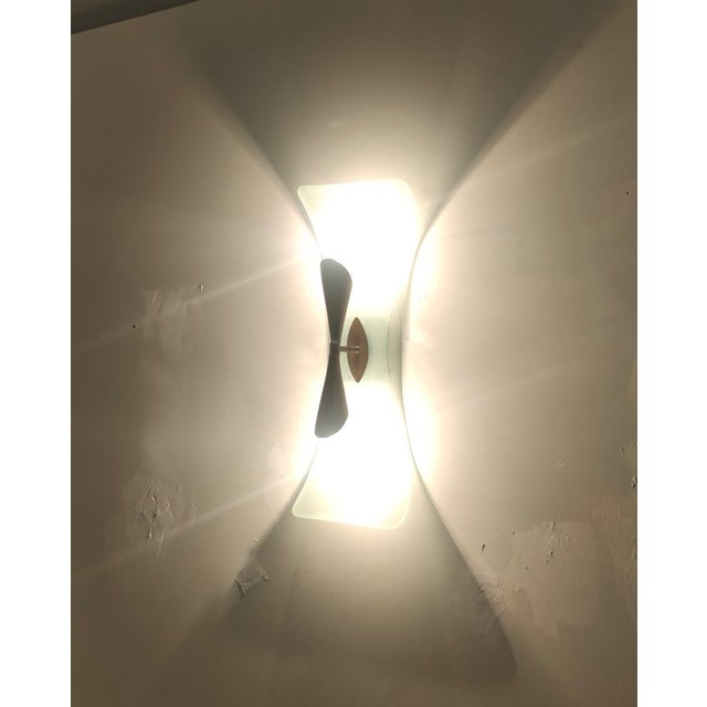 Metal Vintage Brass and Etched and Curved Glass Wall Light from Fontana Arte, 1960s For Sale - Image 7 of 11