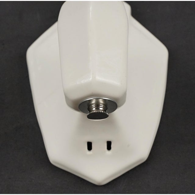 Mid 20th Century Mid 20th Century Restored Art Deco White Porcelain Wall Sconce For Sale - Image 5 of 6
