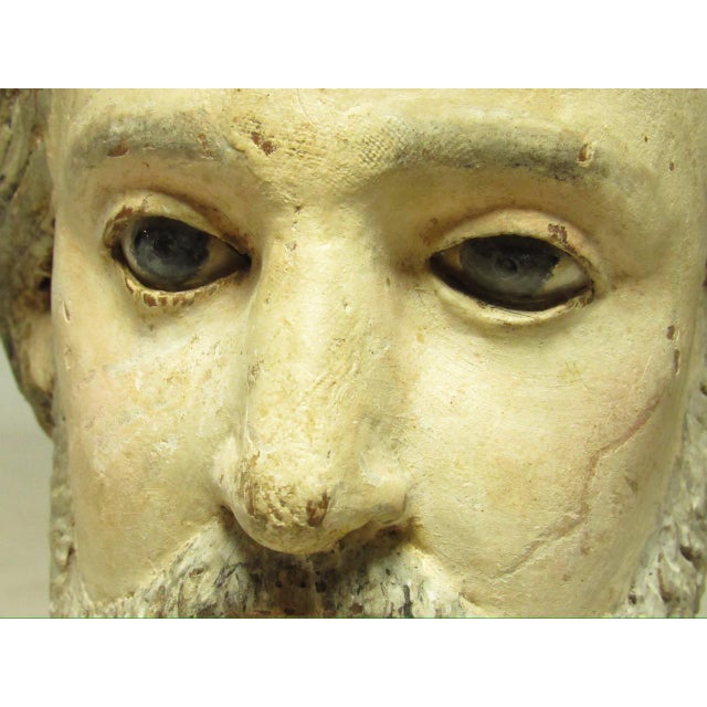 Antique Spanish Colonial Hand Carved Head of a Santo For Sale In San Francisco - Image 6 of 15