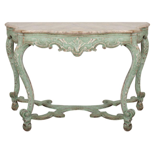 Italian Painted Serpentine Console Table, 1890s For Sale