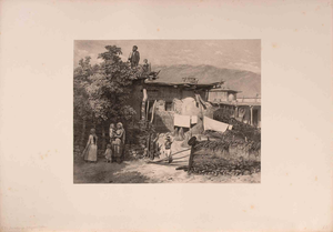 Auguste Raffet, Village Scene in Dagestan, Lithograph, 1841