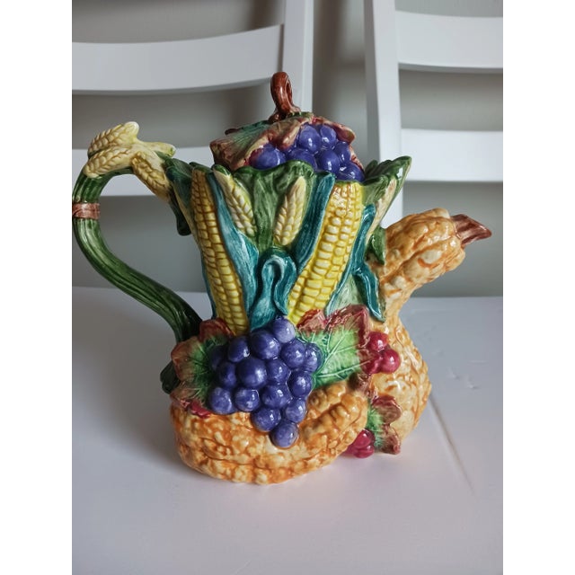 Farmhouse Vintage French Country Farmhouse Ceramic Tea Set "Harvest Home" by Fitz and Floyd - 5 Pieces For Sale - Image 3 of 7