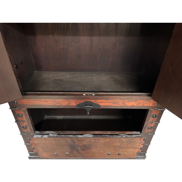 Oriental Brown Black Hardware Drawers Accent Storage Cabinet For Sale - Image 10 of 10