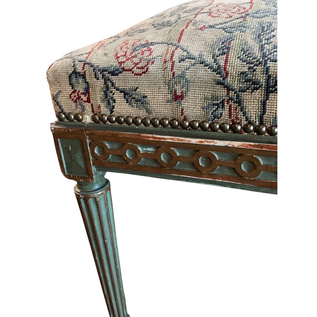 19th Century Louis XVI Music Bench With Gilt and Original Tapestry For Sale - Image 4 of 15