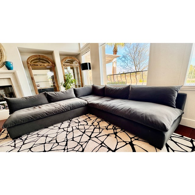 Textile Four Hands Charcoal Fabric Sectional For Sale - Image 7 of 12