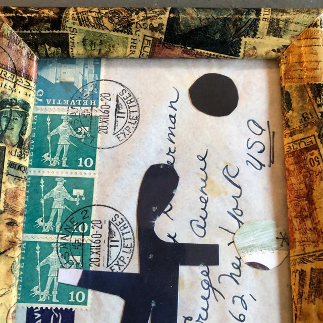 Contemporary Original Wayne Cunningham “Hands Across America “ Collage With Stamp Frame For Sale - Image 3 of 5