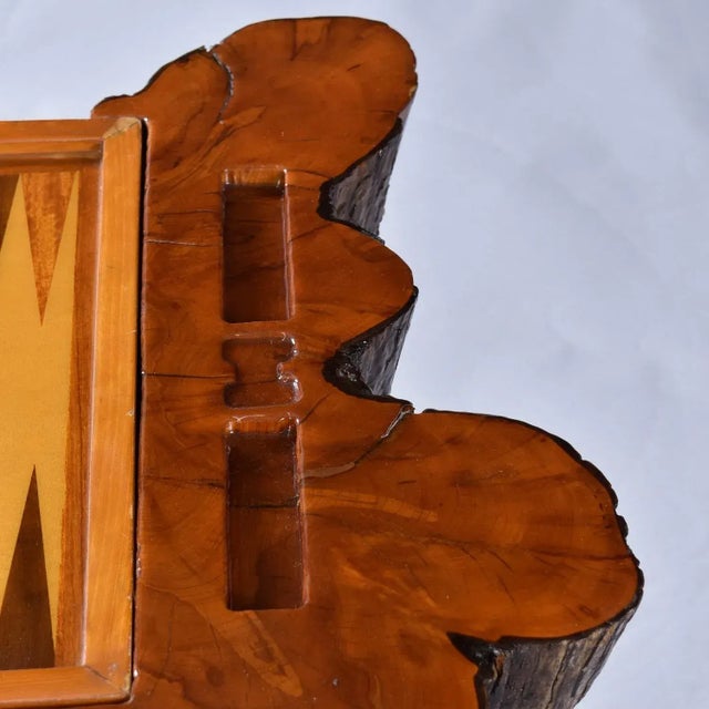 Brown Custom Made Reversible Chess and Backgammon Live Edge Game Table For Sale - Image 8 of 13